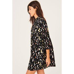 ba&sh Telma Black Mini Dress Abstract Graphic Print Colorful Size Small